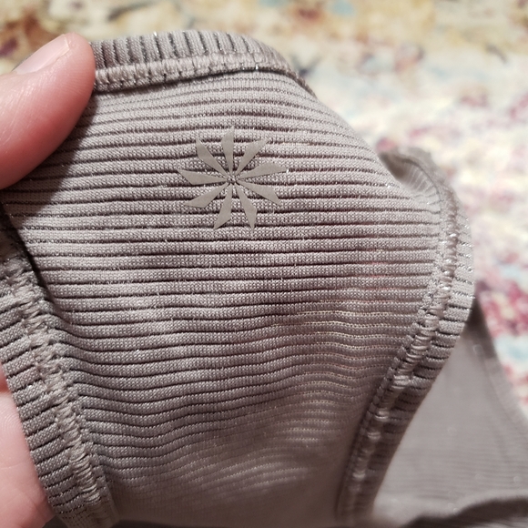 Athleta Chi Taupe Metallic Stripe Tank Sz Small - Picture 10 of 11